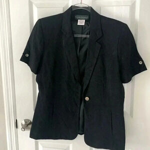Harve Benard Black short sleeved linen jacket. Size 10